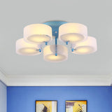 Macaron Loft Milk Glass Semi Flush Ceiling Light For Study Room