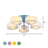 Macaron Loft Milk Glass Semi Flush Ceiling Light For Study Room