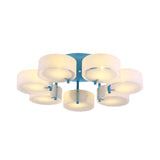 Macaron Loft Milk Glass Semi Flush Ceiling Light For Study Room
