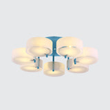 Macaron Loft Milk Glass Semi Flush Ceiling Light For Study Room