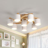 Nordic Metal Flush Mount Light For Living Room Villa - Cylinder Shade Semi Ceiling Lamp 8 / White