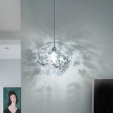 Contemporary Glass Pendant Light For Living Room - Transparent Orb Shade Single Head Suspension