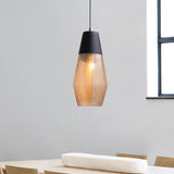 Amber Glass Single Light Pendant - Hotel Dining Table Hanging