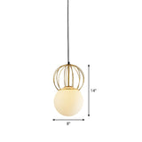 Modern White Globe Hanging Light With Frosted Glass Shade For Bedroom