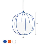 Modern Pendant Light With Milk Glass Shade And Melon Wire Frame - Ideal For Offices