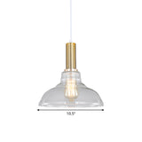 Industrial Brass Pendant Light With Clear Glass Shade Single-Bulb Orb/Barn/Dome Design
