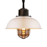 Vintage Metallic Dome Hanging Lamp With Wire Cage - 1 Bulb Restaurant Light In Black/White