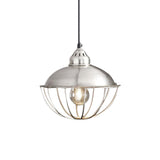 Vintage Style Cage Pendant Light With Silver Metal Bowl For Dining Room Ceiling