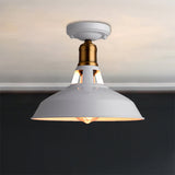 Retro Barn Ceiling Mounted Light 1-Light Semi Flush Fixture In Black/White - Stylish Metal Design