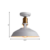 Retro Barn Ceiling Mounted Light 1-Light Semi Flush Fixture In Black/White - Stylish Metal Design