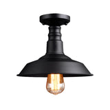 Vintage Style Metal Ceiling Mounted Light - Barn Shade Design 1 Head Foyer Semi-Flush Black/White