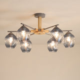 Modern Modo Pendant Chandelier - Smoke Gray Glass 3/6 Light Fixture For Living Room