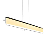 39/47 Led Office Pendant Light With Linear Acrylic Shade - Black/Gold Ceiling Lamp For Table