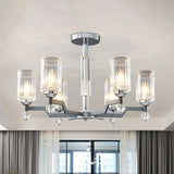 Modernist Crystal Semi Flush Ceiling Light - 3/6-Head Mount In Chrome 6 /