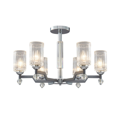 Modernist Crystal Semi Flush Ceiling Light - 3/6-Head Mount In Chrome