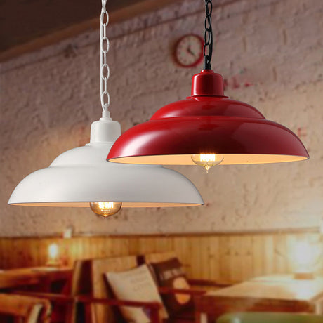 Vintage Double Bubble Hanging Lamp - Red/White Perfect For Coffee Shops