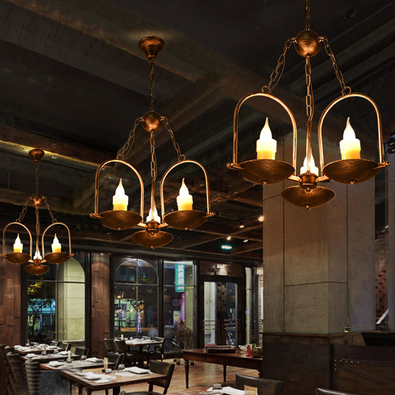 Metal Vintage Chandelier With Three-Lights Bronze Finish - Perfect For Dining Room Décor