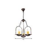 Metal Vintage Chandelier With Three-Lights Bronze Finish - Perfect For Dining Room Décor
