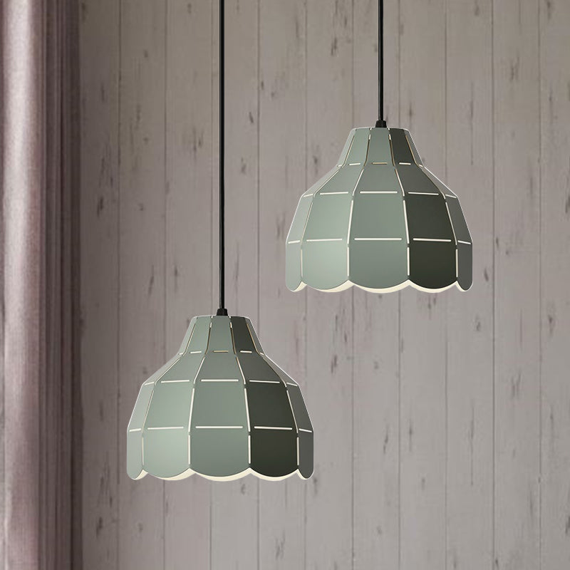 Nordic Style Metal Dome Pendant Light - Black/Grey/White | One Bulb Hanging Lamp For Dining Room
