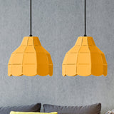 Macaron Metal Dome Pendant Light: Chic 1-Light Hanging Fixture With Scallop Design In