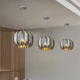 Contemporary Black/Silver Origami Hanging Lamp Metal One-Head Ceiling Pendant For Restaurants