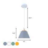 Contemporary Tapered Metal Pendant Ceiling Light - 1 In Grey White And Yellow