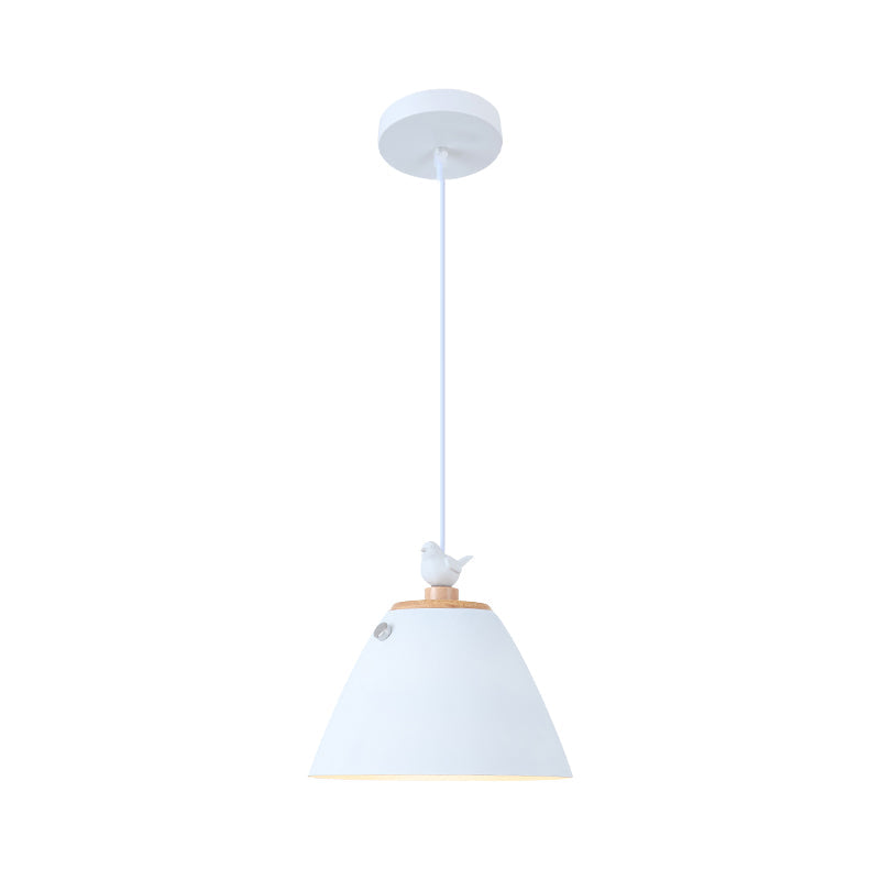 Contemporary Tapered Metal Pendant Ceiling Light - 1 In Grey White And Yellow