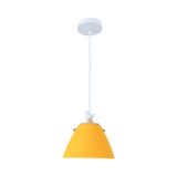 Contemporary Tapered Metal Pendant Ceiling Light - 1 In Grey White And Yellow