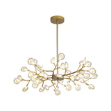 Modern Gold Chandelier With Branch Arm: Multi-Light Metal Pendant