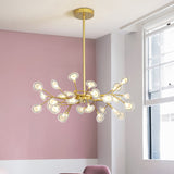 Modern Gold Chandelier With Branch Arm: Multi-Light Metal Pendant 30 /