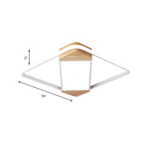 Nordic Square Ceiling Lamp - White Wood & Acrylic Flush Mount Light