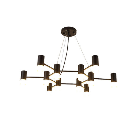 Black Metal Honeycomb Chandelier - Modern Hanging Light For Restaurant Or Cottage