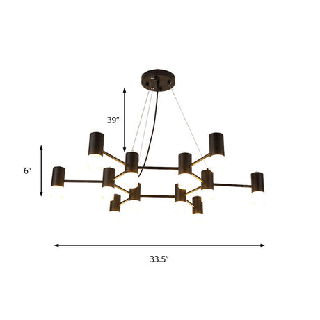 Black Metal Honeycomb Chandelier - Modern Hanging Light For Restaurant Or Cottage
