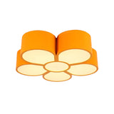 Plum Blossom Led Flushmount Lighting For Kids Kindergarten Ceiling - Red/Yellow/Blue
