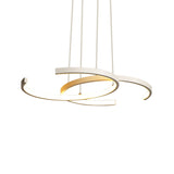 Minimalist Led Chandelier: Black/White Dining Room Drop Lamp With Double C Acrylic Shade Warm/White