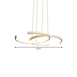 Minimalist Led Chandelier: Black/White Dining Room Drop Lamp With Double C Acrylic Shade Warm/White