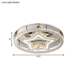 19.5’/23.5’ Star Crystal Semi Flush Mount Led Ceiling Fixture In Chrome - Warm/White Light