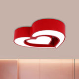 Kids Acrylic Dual Loving Heart Led Flush Ceiling Light - Red/Yellow/Blue Mount Lamp For Bedroom Red