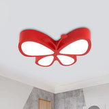 Kids Led Butterfly Ceiling Lamp With Acrylic Shade - Red/Yellow/Blue Flushmount Light Red