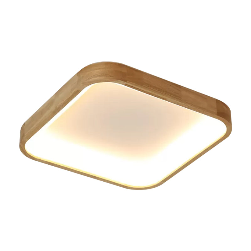 Minimalist Led Flush Ceiling Light With Wood Shade - Warm/White Options 14.5/18.5 Width