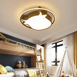 Animal-Inspired Ring Kids Flush Ceiling Light: Eye-Caring Ox Head Acrylic Lamp Black / Third Gear