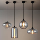 Smoke Gray Mini Pendant Light - Modern Glass Ceiling Fixture For Bars And Cafes With 1 Head