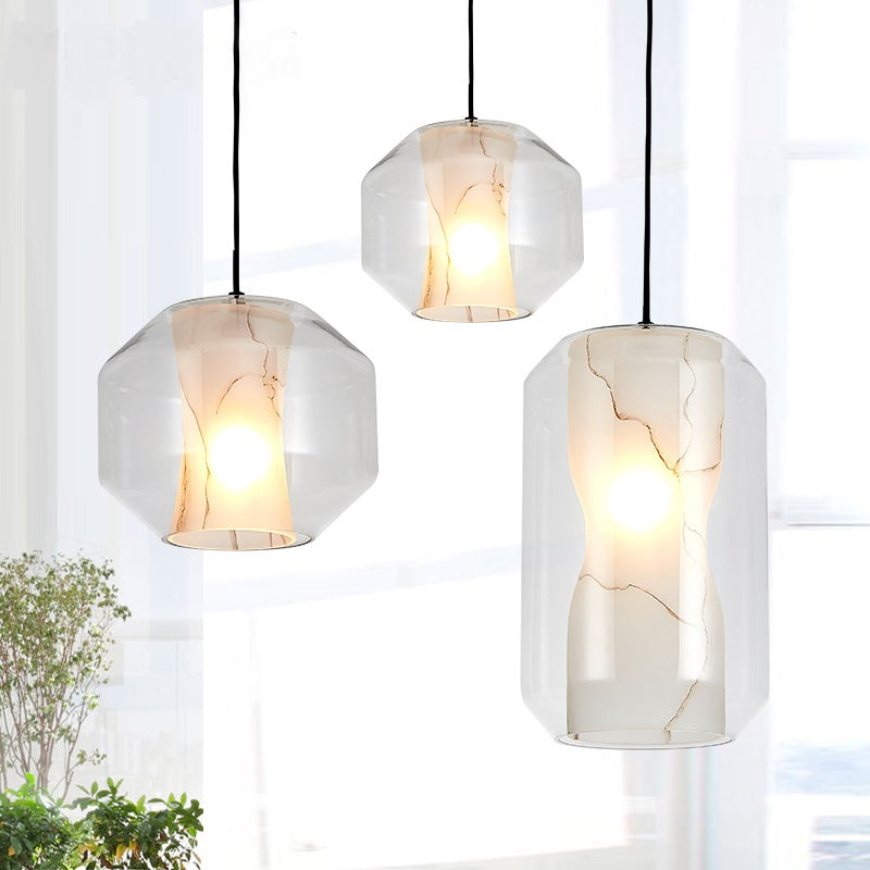Modern Black Cylinder Pendant With 1-Light Clear Glass - 8/10 Wide