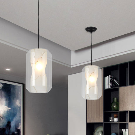 Modern Black Cylinder Pendant With 1-Light Clear Glass - 8/10 Wide
