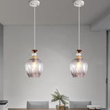 Sleek Cup-Shape Modern Pendant With Grey/Blue/Amber Dimpled Glass - 1 Light Hanging Fixture