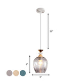 Sleek Cup-Shape Modern Pendant With Grey/Blue/Amber Dimpled Glass - 1 Light Hanging Fixture