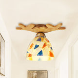 Antique Deer Horn Ceiling Light: Elegant Shop Glass Lamp Beige