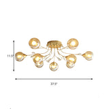 Classic Amber Glass Ball Semi-Flush Light Fixture With Crystal Accent (6/9-Light) For Living Room