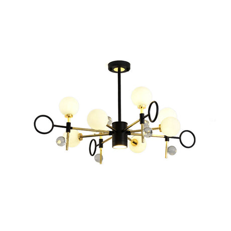 Modern Nordic Style Black Pendant Chandelier With 6/8 Lights And Globe Glass Shade