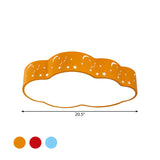 Hollowed-Out Cloud Led Flush Light: Macaron Acrylic Red/Yellow/Blue 20.5/24.5 Width